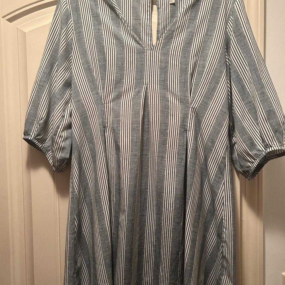 Umgee Blue and White Striped Mini Dress
